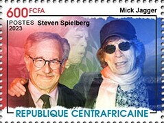 Stamp, Mick Jagger, Steven Spielberg, Central African Republic,  , Actors, Entertainers, Famous People, Music, Singers