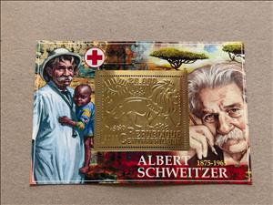 Souvenir Sheet, Albert Schweitzer, Central African Republic,  , Famous People, Humanists, Лев, Organist, Philosophers, Physicians, Red Cross and Red Crescent, Theologians