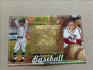 Souvenir Sheet, Baseball Legends, Central African Republic,  , Baseball, Famous People, Лев, Sports