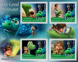 Mini Sheet, Disney - The Good Dinosaur, Central African Republic,  , Cartoons, Dinosaurs, Disney, Movies