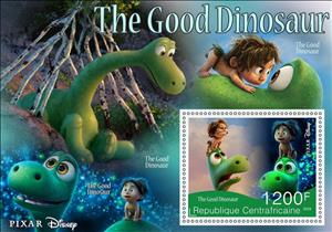Souvenir Sheet, Disney - The Good Dinosaur, Central African Republic,  , Cartoons, Dinosaurs, Disney, Movies
