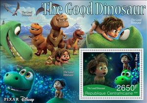 Souvenir Sheet, Disney - The Good Dinosaur, Central African Republic,  , Cartoons, Dinosaurs, Disney, Movies
