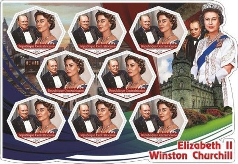 Elizabeth II and Winston Churchill