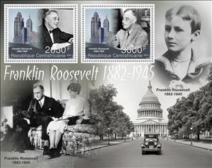 Mini Sheet, Franklin Roosevelt, Central African Republic,  , Famous People, Heads of State, Politicians