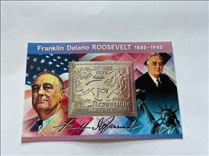 Souvenir Sheet, Franklin Roosevelt, Central African Republic,  , Famous People, Heads of State, Лев, Politicians