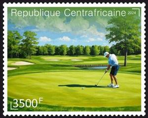 Stamp, Golf, Central African Republic,  , Golf, Sports