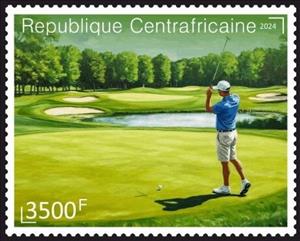 Stamp, Golf, Central African Republic,  , Golf, Sports