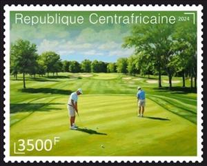 Stamp, Golf, Central African Republic,  , Golf, Sports