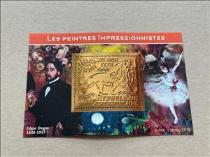 Souvenir Sheet, Impressionists - Edgar Degas, Central African Republic,  , Лев, Painters, Paintings