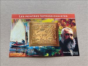 Souvenir Sheet, Impressionists - Oscar-Claude Monet, Central African Republic,  , Лев, Painters, Paintings