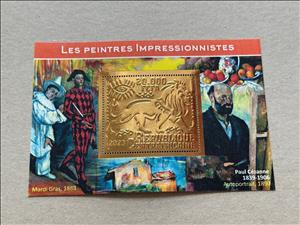 Souvenir Sheet, Impressionists - Paul Cezanne, Central African Republic,  , Лев, Painters, Paintings