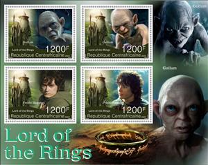 Mini Sheet, Lord of the Rings, Central African Republic,  , Actors, Magic, Magicians, Movies