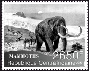 Stamp, Mammoths, Central African Republic,  , Animals (Fauna), Mammals, Prehistoric Animals