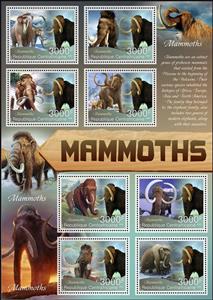 Mini Sheet, Mammoths, Central African Republic,  , Animals (Fauna), Mammals, Prehistoric Animals