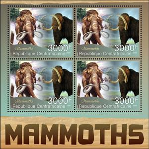 Mini Sheet, Mammoths, Central African Republic,  , Animals (Fauna), Mammals, Prehistoric Animals