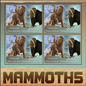 Mini Sheet, Mammoths, Central African Republic,  , Animals (Fauna), Mammals, Prehistoric Animals