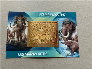 Souvenir Sheet, Mammoths, Central African Republic,  , Animals (Fauna), Лев, Mammals, Prehistoric Animals