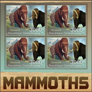 Mini Sheet, Mammoths, Central African Republic,  , Animals (Fauna), Mammals, Prehistoric Animals