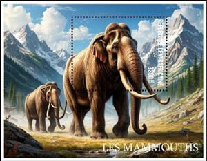 Souvenir Sheet, Mammoths, Central African Republic,  , Animals (Fauna), Mammals, Prehistoric Animals