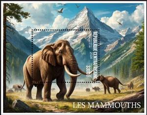 Souvenir Sheet, Mammoths, Central African Republic,  , Animals (Fauna), Mammals, Prehistoric Animals