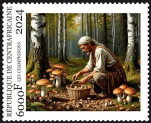 Stamp, Mushrooms, Central African Republic,  , Mushrooms