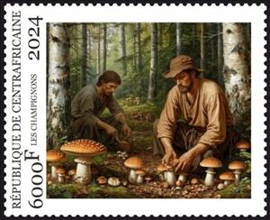 Stamp, Mushrooms, Central African Republic,  , Mushrooms