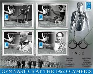 Mini Sheet, Olympic Games in Helsinki in 1952 - Gymnastics, Central African Republic,  , Gymnastics, Olympic Games, Sports