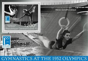 Souvenir Sheet, Olympic Games in Helsinki in 1952 - Gymnastics, Central African Republic,  , Gymnastics, Olympic Games, Sports