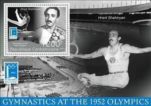Souvenir Sheet, Olympic Games in Helsinki in 1952 - Gymnastics, Central African Republic,  , Gymnastics, Olympic Games, Sports
