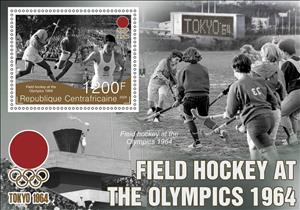 Souvenir Sheet, Olympic Games in Tokyo in 1964 - Field Hockey, Central African Republic,  , Hockey, Olympic Games, Sports