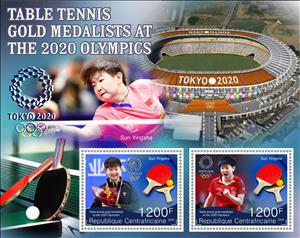 Mini Sheet, Olympic Games in Tokyo in 2020 - Table Tennis, Central African Republic,  , Olympic Games, Sports, Table Tennis