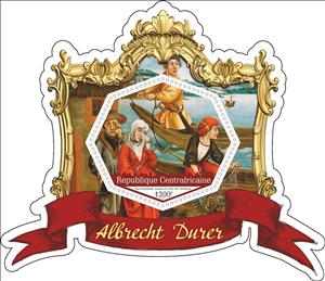 Souvenir Sheet, Paintings by Albrecht Durer, Central African Republic,  , Painters, Paintings