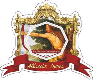 Souvenir Sheet, Paintings by Albrecht Durer, Central African Republic,  , Painters, Paintings