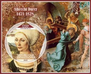 Souvenir Sheet, Paintings by Albrecht Durer, Central African Republic,  , Painters, Paintings