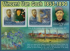 Mini Sheet, Paintings by Vincent van Gogh, Central African Republic,  , Painters, Paintings
