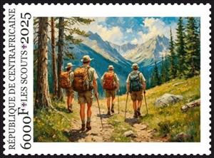 Stamp, Scouts, Central African Republic,  , Children, Scouting