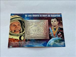 Souvenir Sheet, Space - Yuri Gagarin, Central African Republic,  , Astronauts, Famous People, Лев, Outer Space, Space Traveling, Космический корабли
