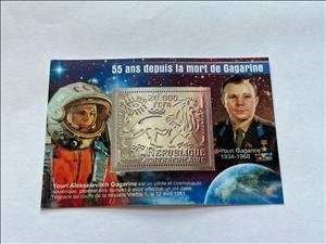 Souvenir Sheet, Space - Yuri Gagarin, Central African Republic,  , Astronauts, Famous People, Лев, Outer Space, Space Traveling, Космический корабли