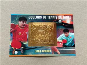 Souvenir Sheet, Table Tennis, Central African Republic,  , Лев, Sports, Table Tennis