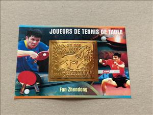Souvenir Sheet, Table Tennis, Central African Republic,  , Лев, Sports, Table Tennis