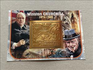 Souvenir Sheet, Winston Churchill, Central African Republic,  , Famous People, Politicians, Prime Ministers