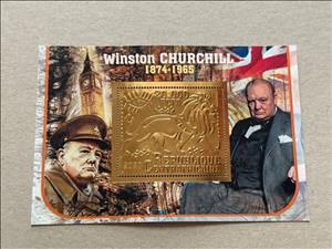 Souvenir Sheet, Winston Churchill, Central African Republic,  , Famous People, Politicians, Prime Ministers