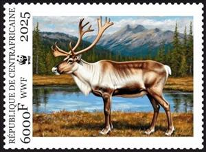 Stamp, WWF - Elk, Central African Republic,  , Animals (Fauna), Elks, Mammals, WWF