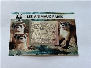 Souvenir Sheet, WWF - Rare Animals - Otters, Central African Republic,  , Animals (Fauna), Лев, Mammals, Otters, WWF