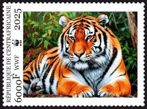 Stamp, WWF - Tiger, Central African Republic,  , Animals (Fauna), Mammals, Tigers, WWF