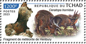 Ceratops horridus; Fragment of Henbury Meteorite