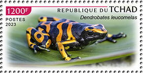 Stamp, Dendrobates leucomelas, Chad,  , Amphibians, Animals (Fauna), Frogs
