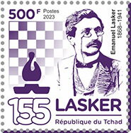 Stamp, Emanuel Lasker (1868–1941) - "Bishop", Chad,  , Anniversaries and Jubilees, Chess, Famous People