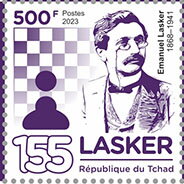 Stamp, Emanuel Lasker (1868–1941) - "Pawn", Chad,  , Anniversaries and Jubilees, Chess, Famous People