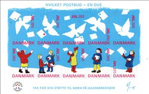 Mini Sheet, Christmas 2015, Denmark Stamps - Christmas Seals,  , Birds, Children, Christmas, Letters (Mail), Pigeons, Stamps